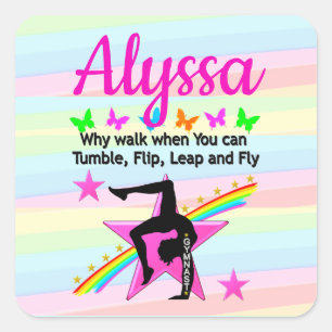 TUMBLING GYMNASTICS QUEEN SQUARE STICKER