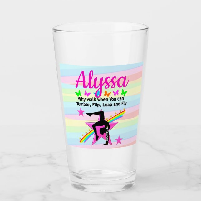 TUMBLING GYMNASTICS QUOTE DESIGN GLASS (Front)