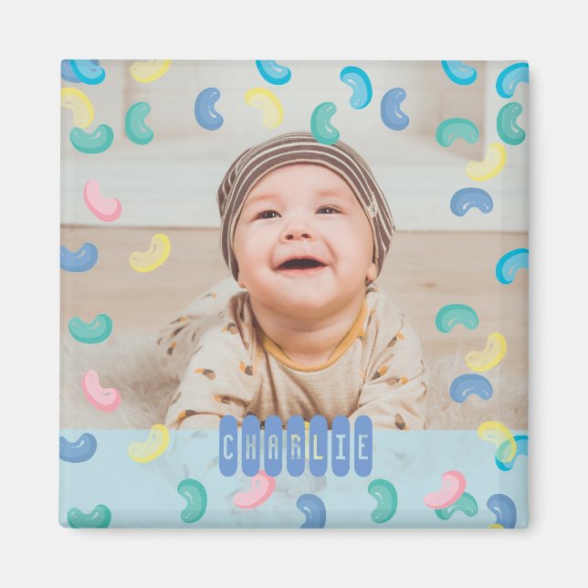 Tumbling Jelly Beans Cute Custom Baby Photo Magnet (Front)