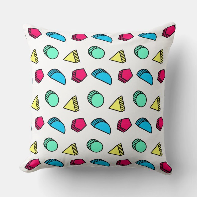 Tumbling Neo Memphis Style Shapes Pattern 02 Cushion (Front)