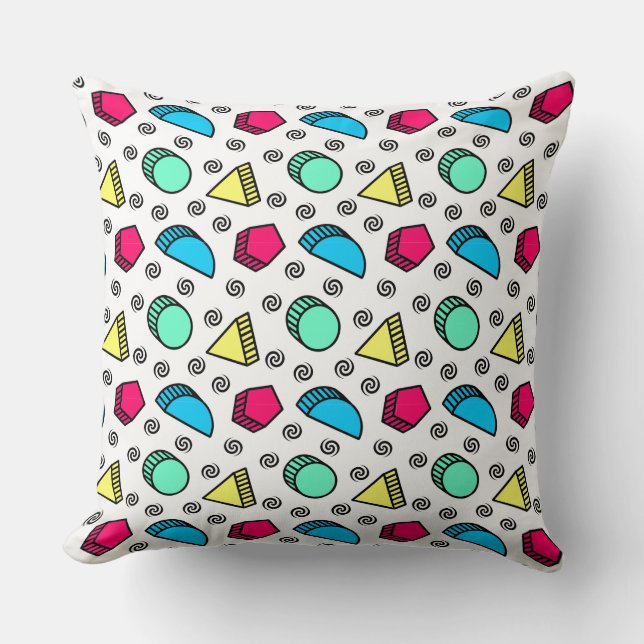 Tumbling Neo Memphis Style Shapes Pattern Cushion (Front)