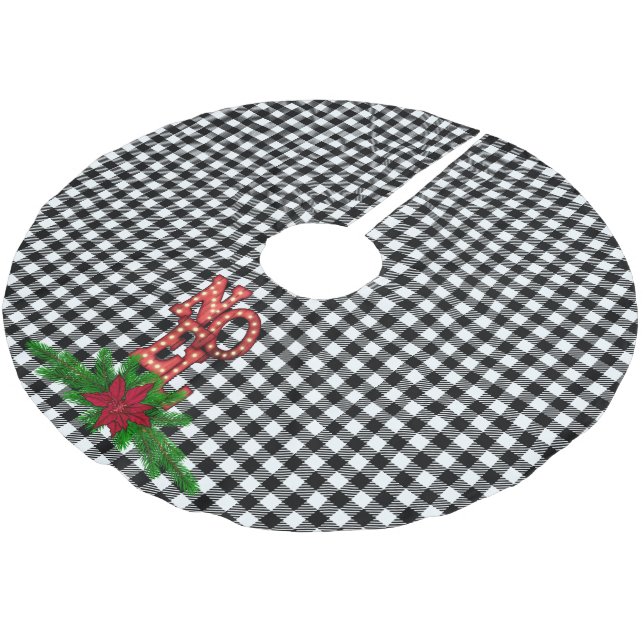 Tumbling Noel on Buffalo Plaid Farmhouse Brushed Polyester Tree Skirt (Angled)