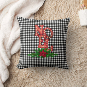Tumbling Noel on Buffalo Plaid Farmhouse   Cushion