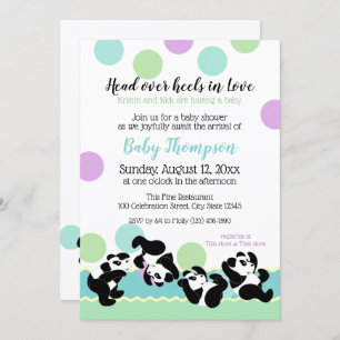 Tumbling Pandas Baby Shower Invitation