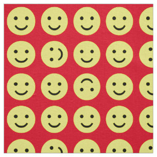 Tumbling Smileys - Yellow Black and Red Fabric