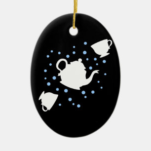 Tumbling Tea Party Ceramic Ornament
