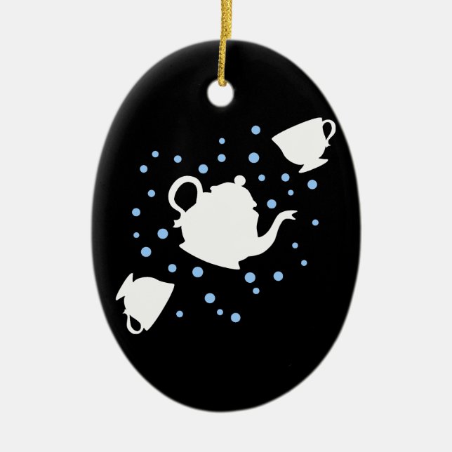 Tumbling Tea Party Ceramic Ornament (Front)