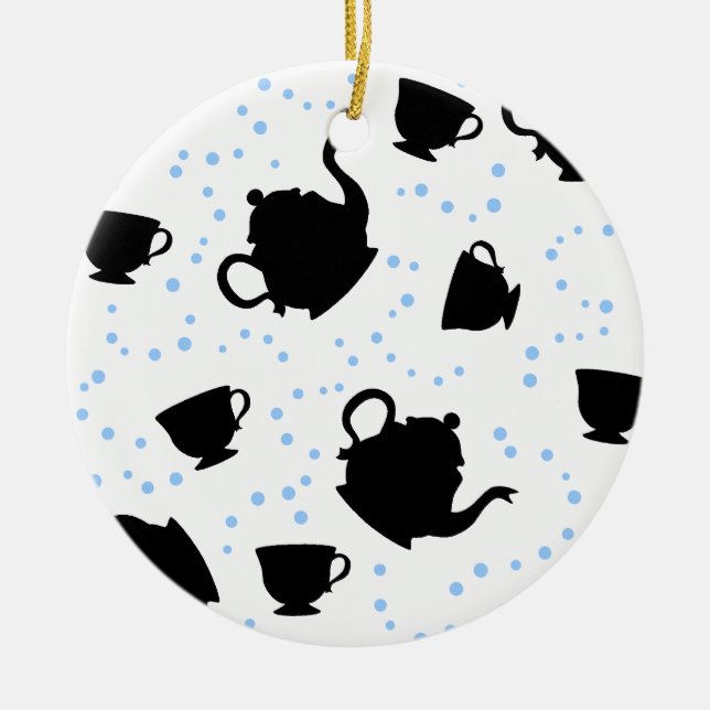 Tumbling Tea Party Ceramic Ornament (Front)
