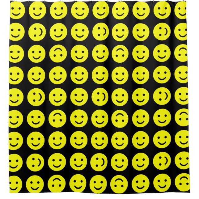 Tumbling - Yellow on Black Shower Curtain (Front)