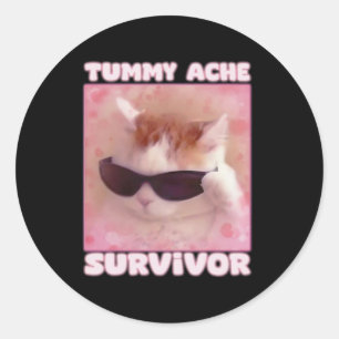 Tummy Ache Survivor Cat Funny  Classic Round Sticker