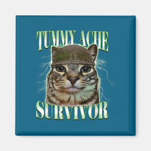 Tummy Ache Survivor Cat Meme Funny Humor Saying Ca Magnet