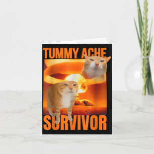 Tummy Ache Survivor Cat Meme Funny Saying Cats Ani Card