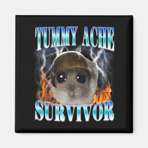 Tummy Ache Survivor Hamster Meme Illustration Magnet