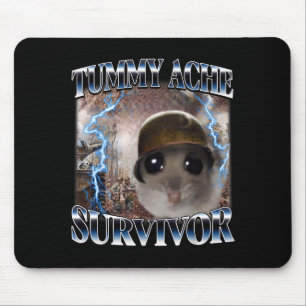 Tummy Ache Survivor Hamster Meme Illustration Mouse Pad