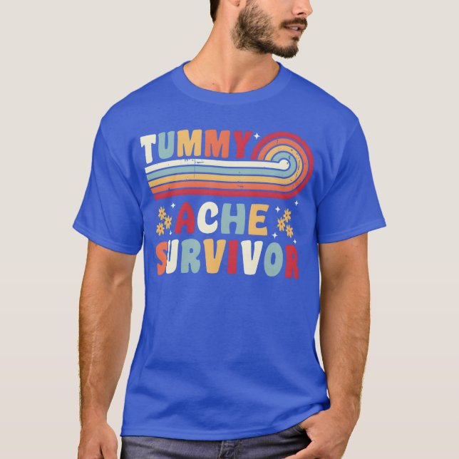 Tummy Ache Survivor Retro 70s 80s trendy girl T-Shirt (Front)