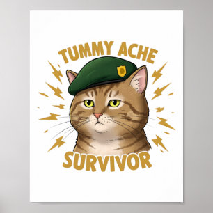 Tummy Ache Survivor Sticker Poster