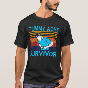 Tummy Ache Survivor Vintage Retro Sunset Stomach H T-Shirt