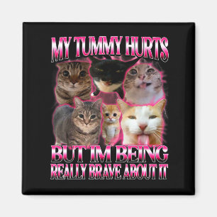 Tummy hurts funny brainrot stupid dank cats meme magnet