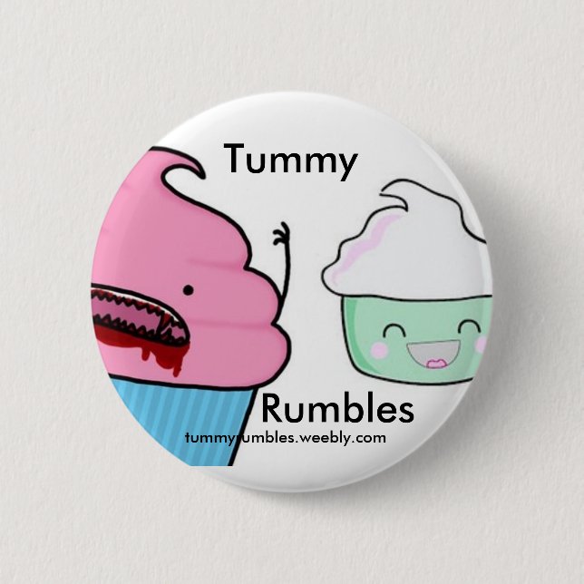 tummy rumbles 6 cm round badge (Front)