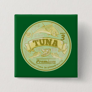 Tuna can pop art tinned fish 15 cm square badge