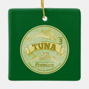 Tuna can pop art tinned fish ceramic ornament