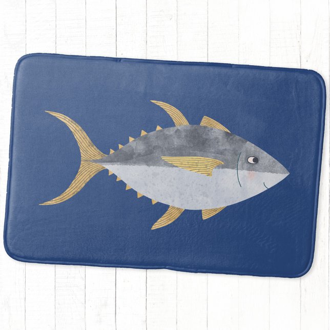 Tuna Fish Bath Mat (Fun Yellowfin Tuna fish bath mat for your home, beach house or boat)