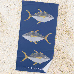 Tuna Fish Boat Name Beach Towel