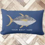 Tuna Fish Boat Name Lumbar Cushion<br><div class="desc">Fun Tuna fish with a cheeky smile,  perfect for your boat or beach house.  Original art by Nic Squirrell. Change the boat name or text to personalise.</div>