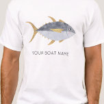 Tuna Fish Boat Name T-Shirt<br><div class="desc">Fun Tuna fish with a cheeky smile, perfect for those who like fish, food and fishing. Original art by Nic Squirrell. Change the boat name or text to personalise.</div>
