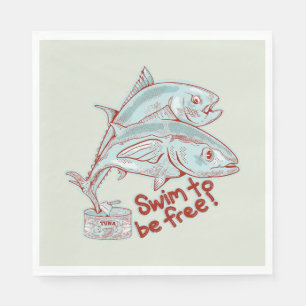 Tuna Fish esacping a tin Napkin