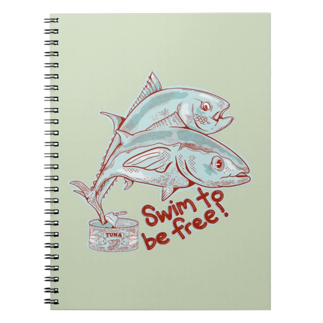 Tuna Fish esacping a tin Notebook (Front)