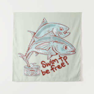 Tuna Fish esacping a tin Tapestry