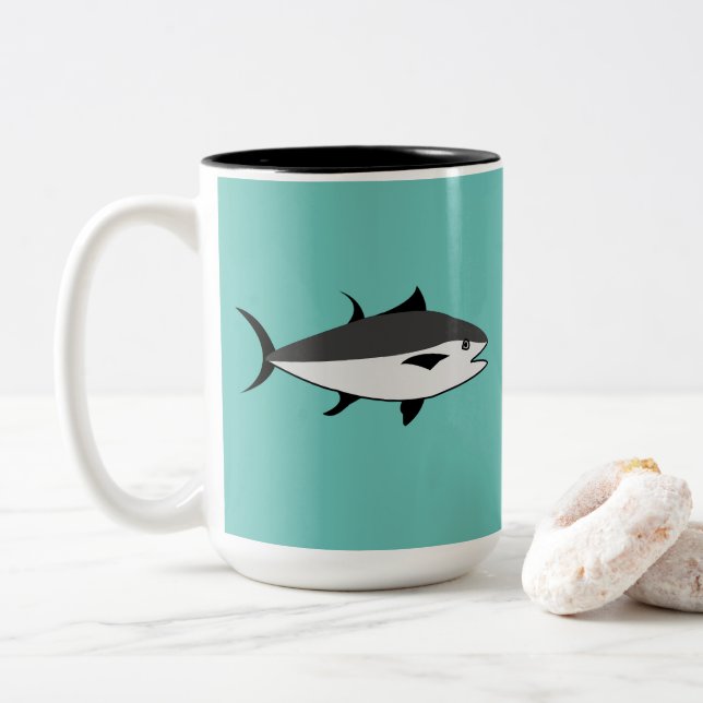 Tuna Fish Lover Tuna Two-Tone Coffee Mug (With Donut)