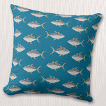 Tuna Fish Pattern Cushion<br><div class="desc">Fun pattern of Tuna fish with a cheeky smile, perfect for those who love fish, food and fishing. Original art by Nic Squirrell.</div>