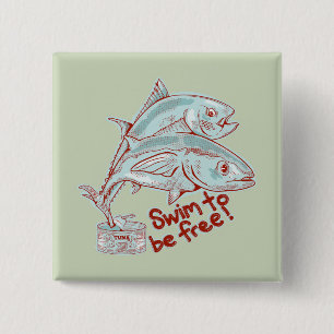 Tuna fish tin funny escape 15 cm square badge