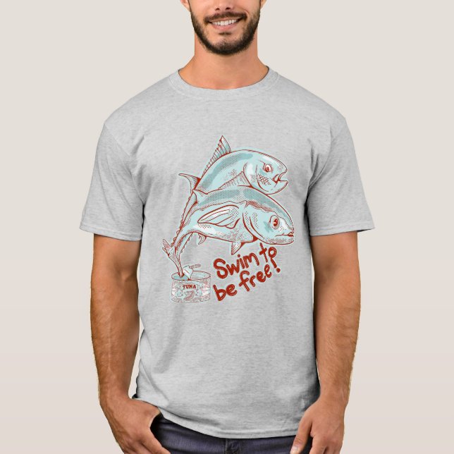 Tuna fish tin funny escape T-Shirt (Front)