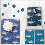 Tuna Fish Wrapping Paper Sheet<br><div class="desc">Fun pattern of Tuna fish with a cheeky smile,  perfect for those who like fish,  food and fishing.  Original art by Nic Squirrell. Perfect for a Dad,  Grandad or fishing friend or family member. Three different colour backgrounds.</div>