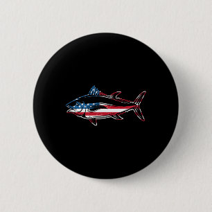 Tuna Fishing American Flag Giant Bluefin Fish Fish 6 Cm Round Badge