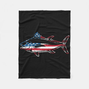 Tuna Fishing American Flag Giant Bluefin Fish Fish Fleece Blanket