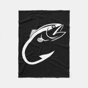 Tuna Hook Minimal Fisher Man Fishing Lover Fleece Blanket