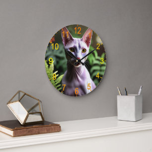 "Tuna the Hairless Cat: Sleek and Silky"  Large Clock