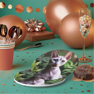 "Tuna the Hairless Cat: Sleek and Silky"  Paper Plate