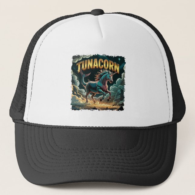 Tunacorn Illustration – Tuna Unicorn Funny Animal Trucker Hat (Front)