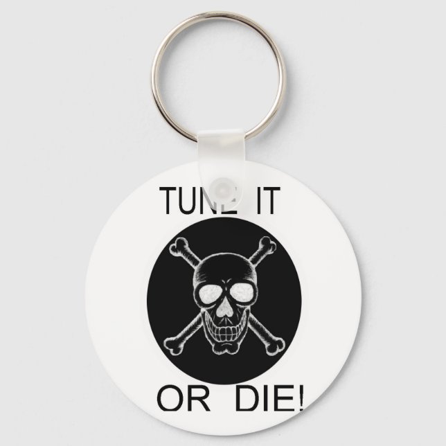 Tune It Or Die Circle Skull Key Ring (Front)