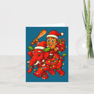 Tung Tung Sahur Riding Elephant Christmas Italian Card