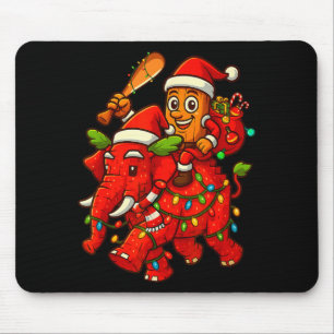Tung Tung Sahur Riding Elephant Christmas Italian  Mouse Pad