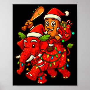 Tung Tung Sahur Riding Elephant Christmas Italian Poster