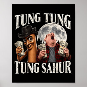 Tung tung tung sahur john pork meme brainrot for poster
