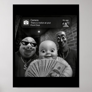 Tung Tung Tung Sahur Pig Man Meme Ai Baby Funny Poster