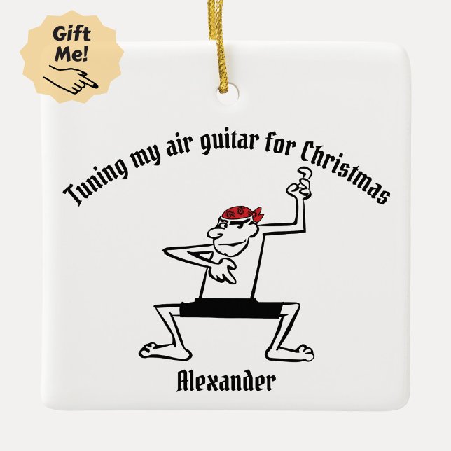 Tuning My Air Guitar for Christmas Ceramic Ornament (Creator Uploaded)